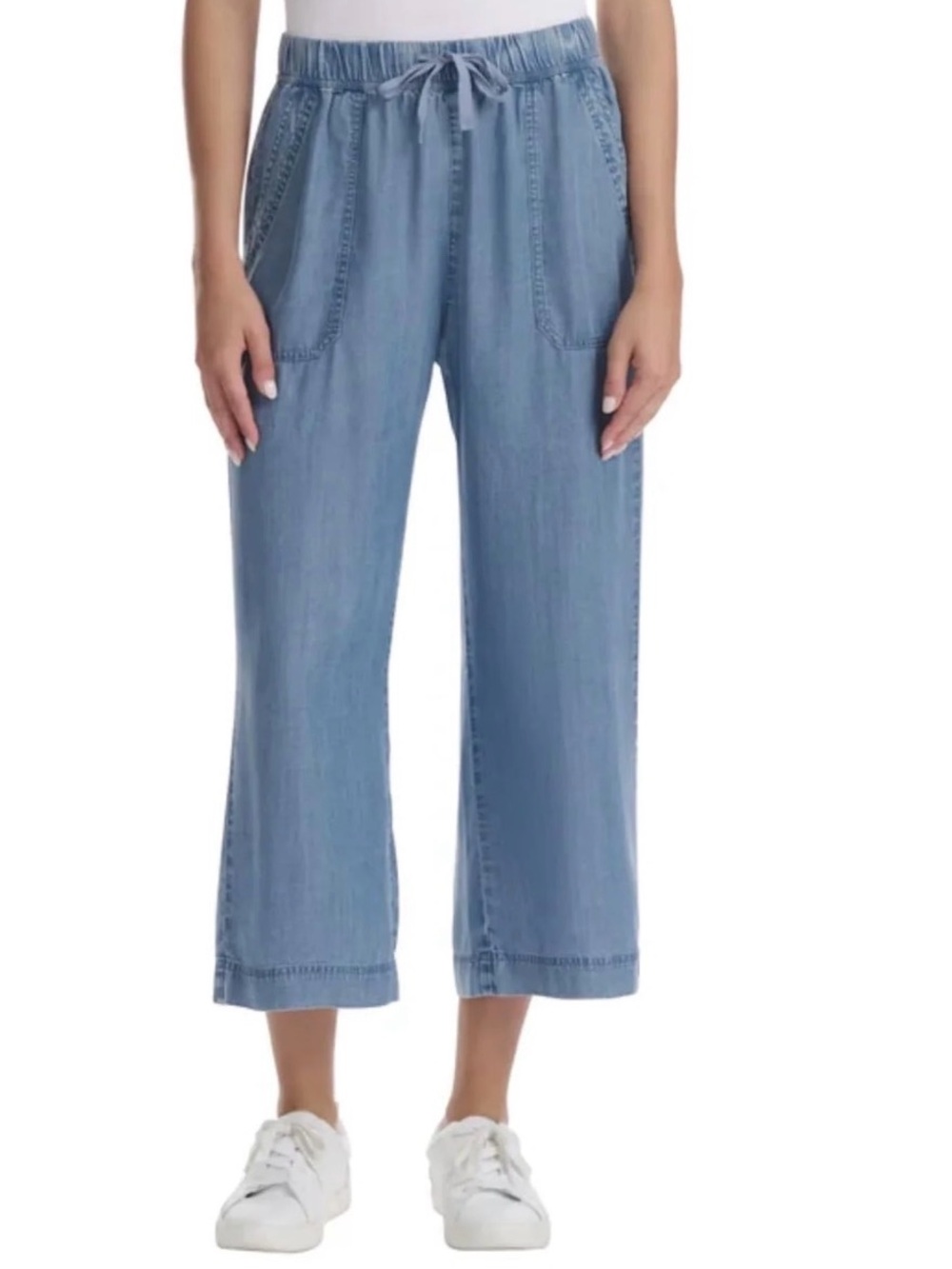 Splendid Light Blue Wide-Leg Drawstring Crop Pants XXLarge